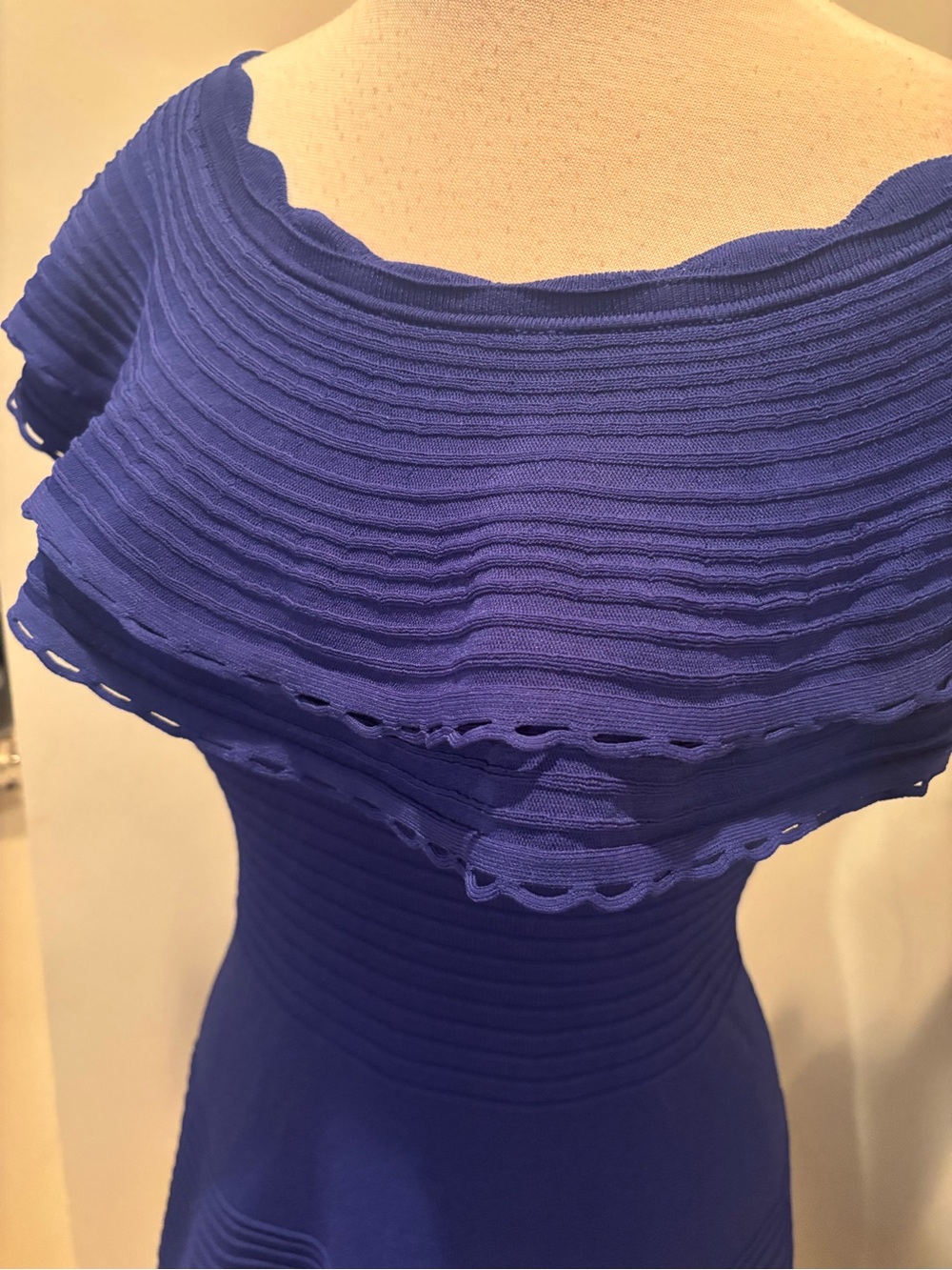 Eliza J Royal Blue Ruffled Neck Midi Dress knit size small - Picture 4 of 4